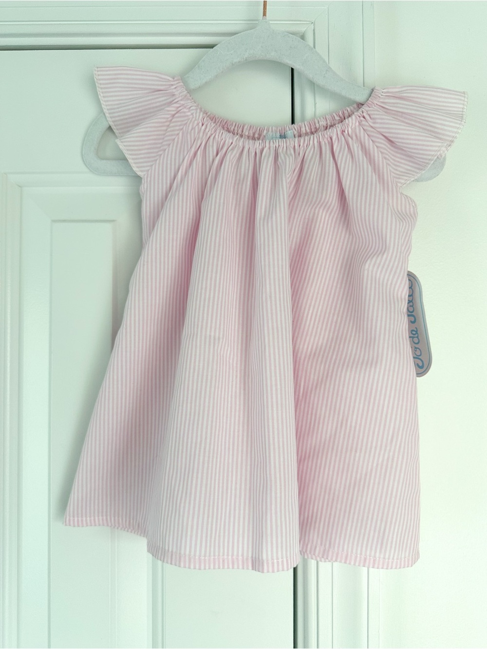 Po de talco pink striped dress 6m NWT